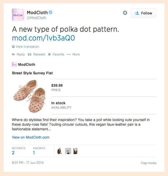 The Top Brands Using Twitter Cards image modcloth3 573x600