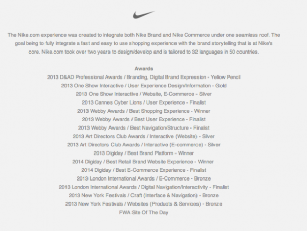 What Nike.com (and Others) Can Teach You About Building Persuasive Product Pages image Nike Awards e1408125326610 600x453